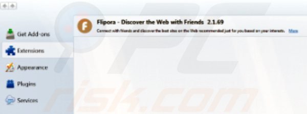 Rimuovere flipora dalle estensioni di Mozilla Firefox