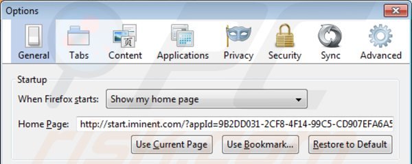 Rimuovere start.iminent.com dalla Mozilla Firefox homepage