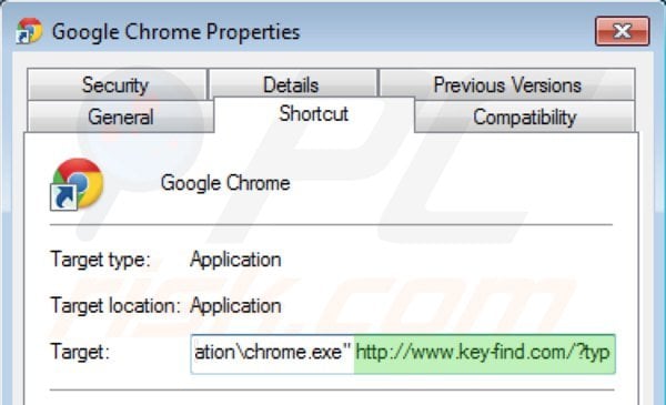 Rimuovere key-find.com dai collegamenti a Google Chrome step 2