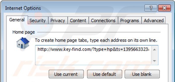 Rimuovere key-find.com dalla Internet Explorer homepage