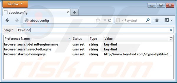 Rimuovere key-find.com dal motore di ricerca di Mozilla Firefox 