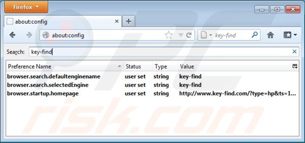 Rimuovere key-find.com dal motore di ricerca di Mozilla Firefox 