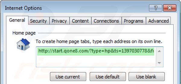 Rimuovere start.qone8.com dalla Internet Explorer homepage