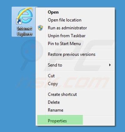 Rimuovere start.qone8.com dal collegamento rapido a Internet Explorer step 1