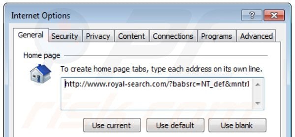 Rimuovere royal-search.com dalla Internet Explorer homepage