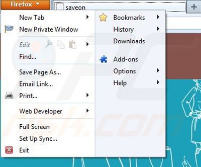 Rimuovere Save On da Mozilla Firefox step 1