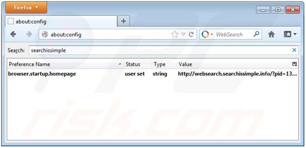 Rimuovere websearch.searchissimple.info dal motore di ricerca di Mozilla Firefox default 
