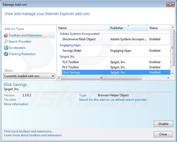 Rimuovere Slick Savings ads da Internet Explorer step 2