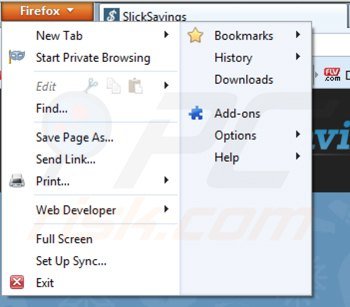 Rimuovere Slick Savings ads da Mozilla Firefox step 1