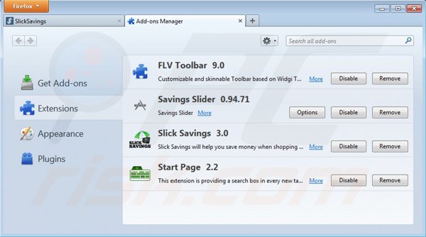 Rimuovere Slick Savings ads da Mozilla Firefox step 2