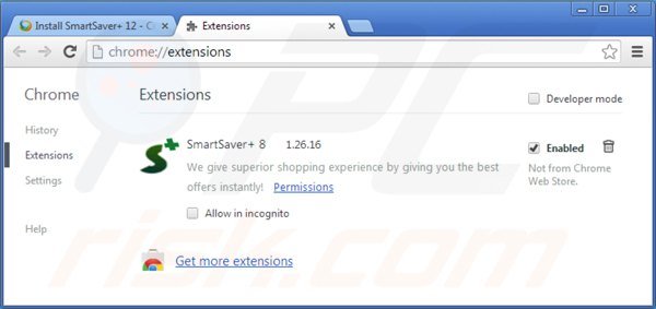 Rimuovere smartsaver da Google Chrome step 2