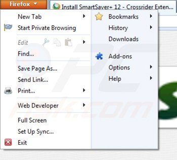 Rimuovere smartsaver da Mozilla Firefox step 1