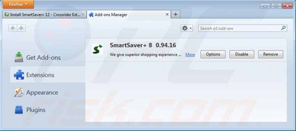 Rimuovere smartsaver da Mozilla Firefox step 2