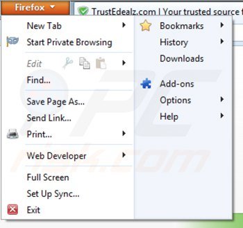 Rimuovere trustedealz da Mozilla Firefox step 1