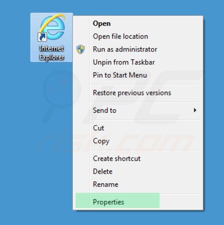 Rimuovere v9.com dai collegamenti rapidi a Internet Explorer step 1