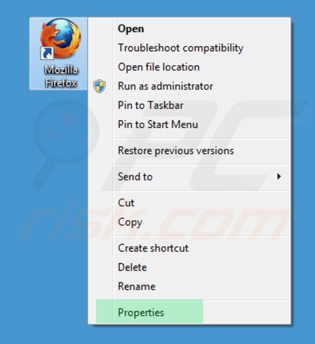 Rimuovere v9.com dal collegamento rapido a Mozilla Firefox step 1
