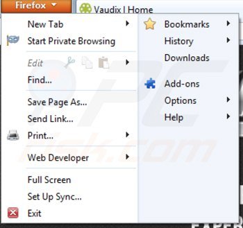 Rimuovere vaudix da Mozilla Firefox step 1