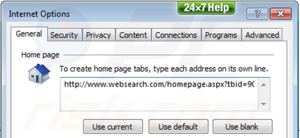 Rimuovere websearch.com dalla Internet Explorer homepage