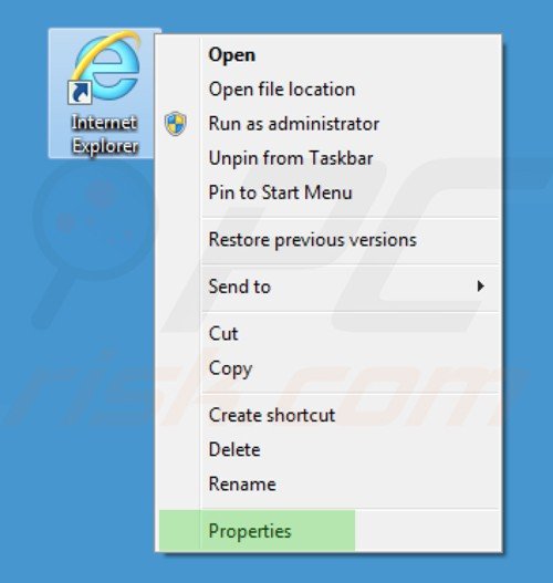 Rimuovere istart.webssearches.com dal collegamento rapido a Internet Explorer step 1