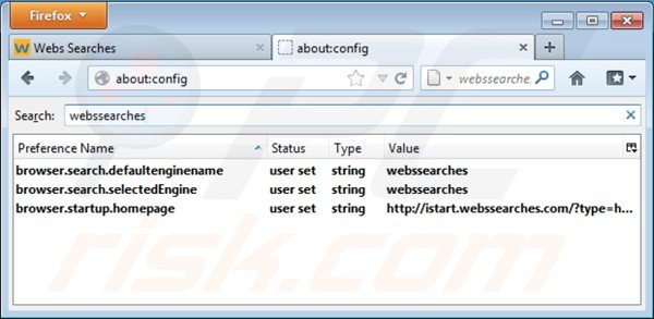 Rimuovere istart.webssearches.com dal motore di ricerca di Mozilla Firefox 