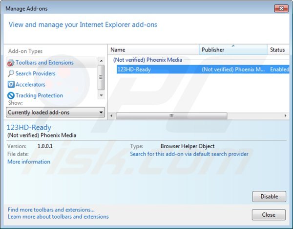 Rimuovere 123HD-Ready da Internet Explorer step 2