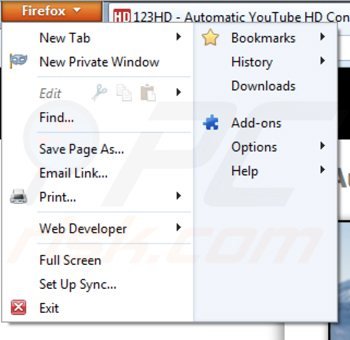 Rimuovere 123HD-Ready da Mozilla Firefox step 1
