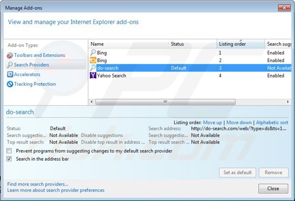 Rimuovere 22find.com dal motore di ricerca di Internet Explorer