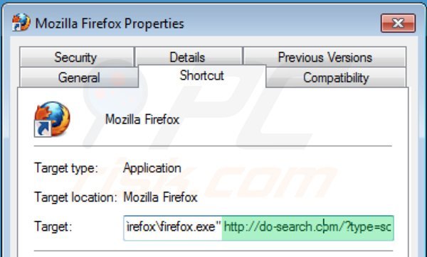 Rimuovere 22find.com dai collegamenti di scelta rapida a Mozilla Firefox step 2