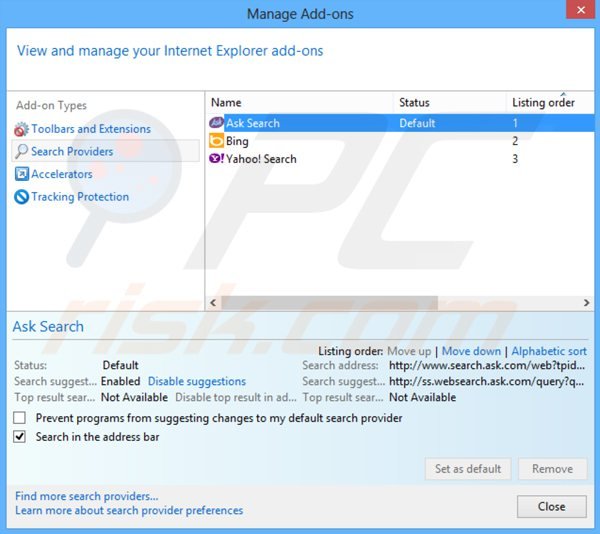 Rimuovere ask social toolbar dal motore di ricerca di Internet Explorer 