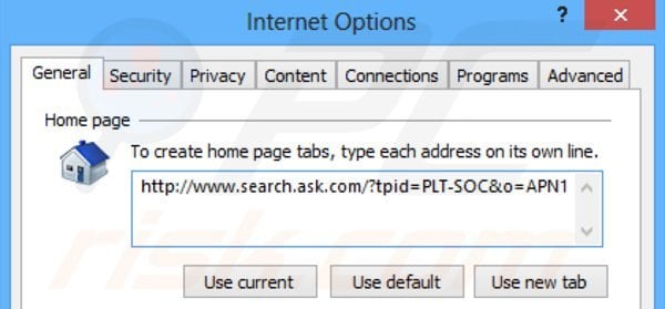 Rimuovere ask social toolbar dalla Internet Explorer homepage
