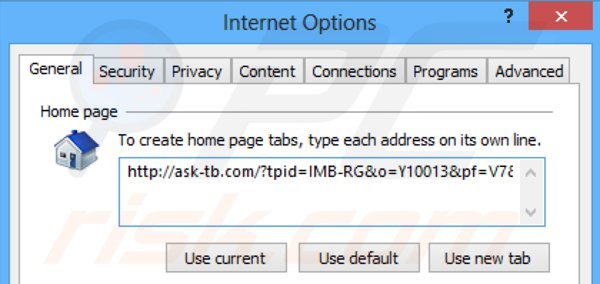 Rimuovere ask-tb.com dalla Internet Explorer homepage