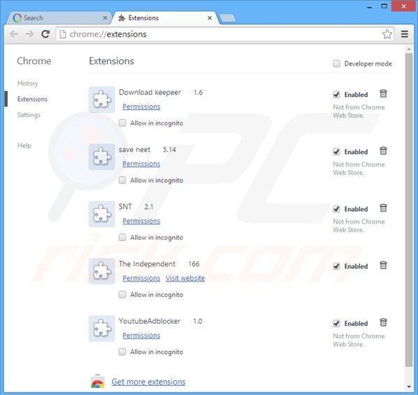 Rimuovere websearch.awsomesearchs.info dalle estensioni di Google Chrome 