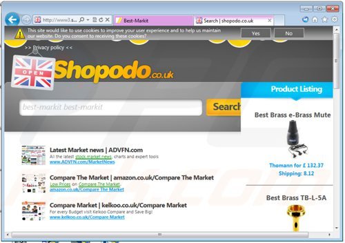 bestmarkit adware che genera dei messaggi di pop-up