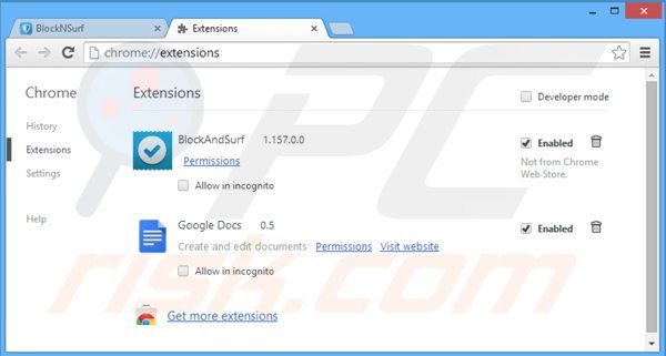 Rimuovere BlockAndSurf da Google Chrome step 2