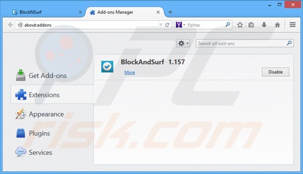 Rimuovere BlockAndSurf da Mozilla Firefox step 2