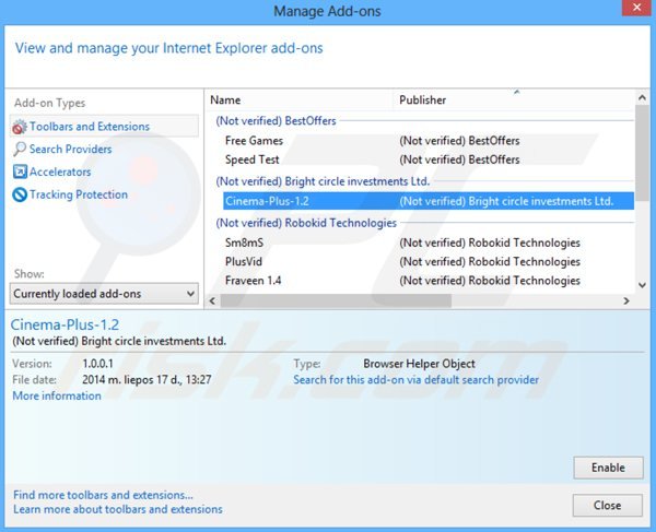 Rimuovere Cinema-Plus ads da Internet Explorer step 2