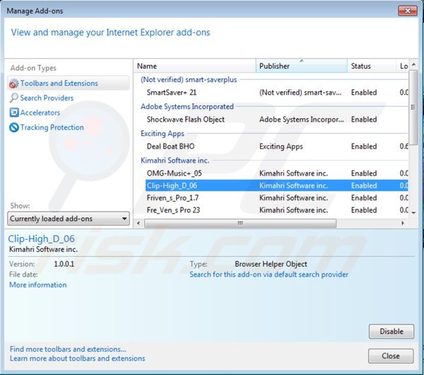 Rimuovere ClipHD da Internet Explorer step 2