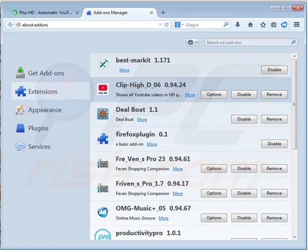 Rimuovere ClipHD da Mozilla Firefox step 2