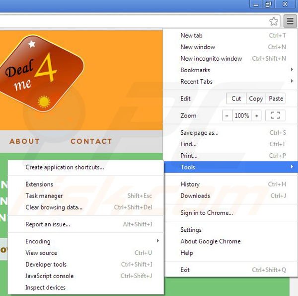 Rimuovere Deal4me da Google Chrome step 1