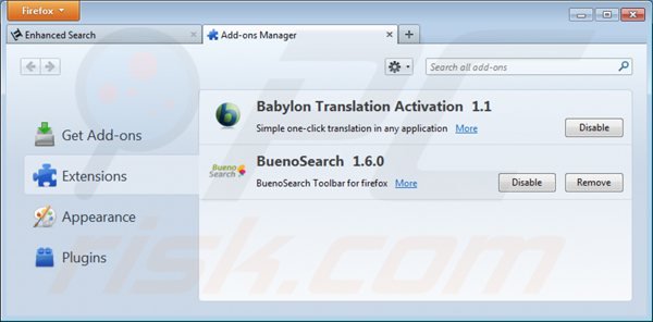 Rimuovere enhanced-search.com relativi Mozilla estensioni di Firefox: