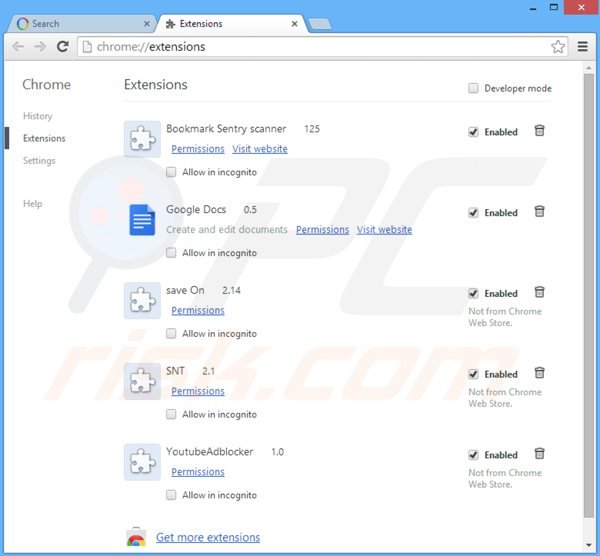 Rimuovere le estensioni di websearch.fastosearch.info da Google Chrome