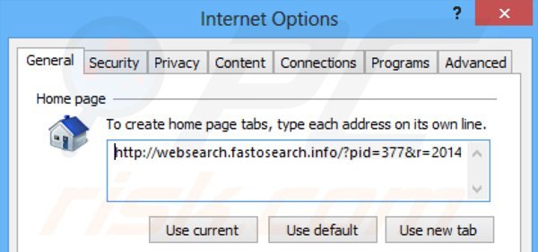 Rimuovere websearch.fastosearch.info dalla Internet Explorer homepage