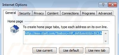 Rimuovere Max-start.com dalla Internet Explorer homepage