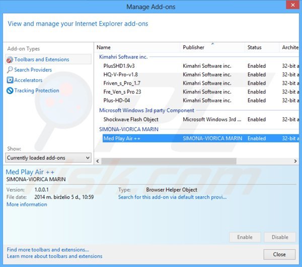 Rimuovere Media Play Air + da Internet Explorer step 2