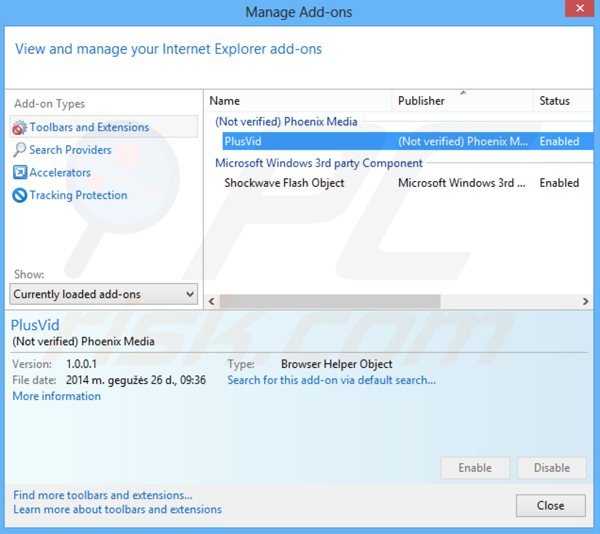 Rimuovere PlusVid da Internet Explorer step 2