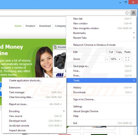 Rimuovere PriceGong adware da Google Chrome step 1