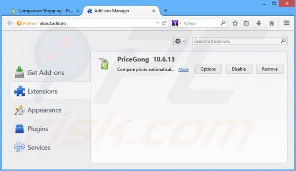 Rimuovere PriceGong adware da Mozilla Firefox step 2