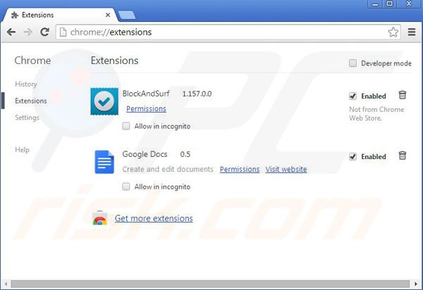 Rimuovere SaferSurf da Google Chrome step 2
