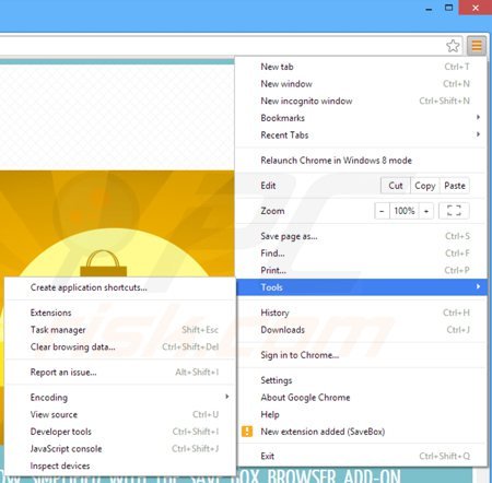 Rimuovere SaveBox da Google Chrome step 1