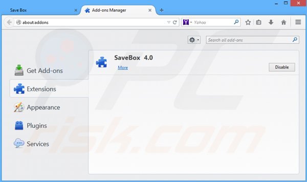 Rimuovere SaveBox da Mozilla Firefox step 2